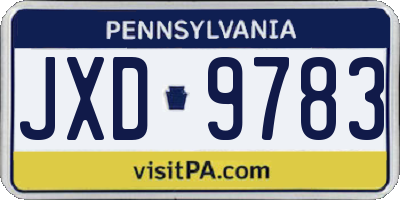 PA license plate JXD9783