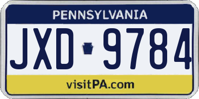 PA license plate JXD9784