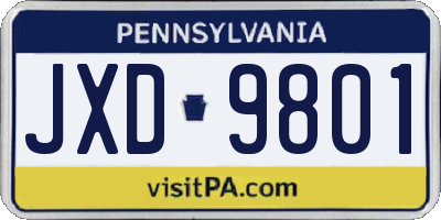PA license plate JXD9801