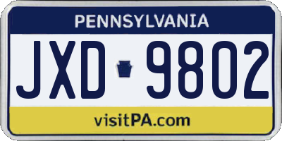 PA license plate JXD9802