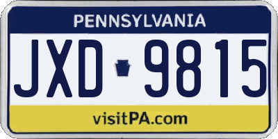 PA license plate JXD9815