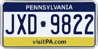 PA license plate JXD9822