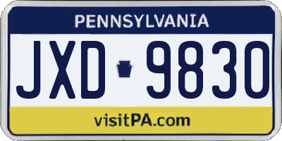 PA license plate JXD9830