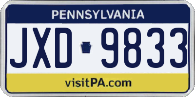 PA license plate JXD9833