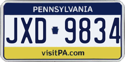 PA license plate JXD9834