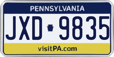 PA license plate JXD9835