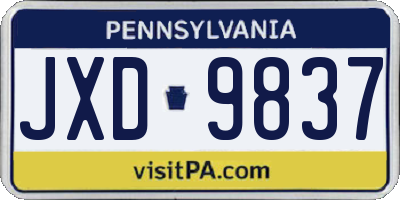 PA license plate JXD9837