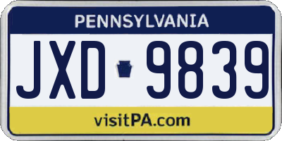 PA license plate JXD9839