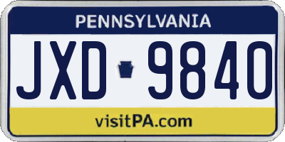 PA license plate JXD9840