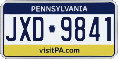 PA license plate JXD9841