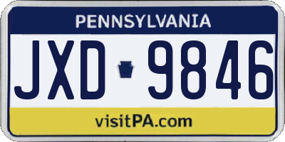 PA license plate JXD9846