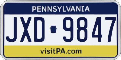 PA license plate JXD9847