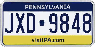 PA license plate JXD9848