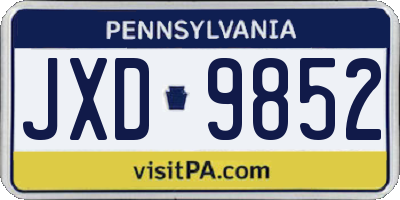 PA license plate JXD9852