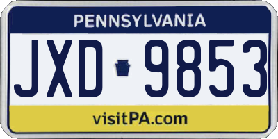 PA license plate JXD9853