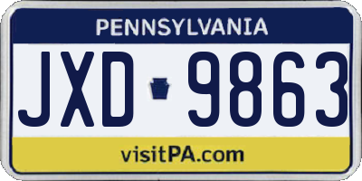 PA license plate JXD9863