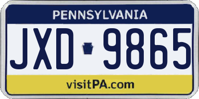 PA license plate JXD9865