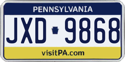 PA license plate JXD9868