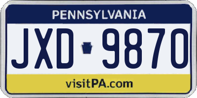 PA license plate JXD9870