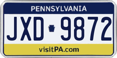 PA license plate JXD9872