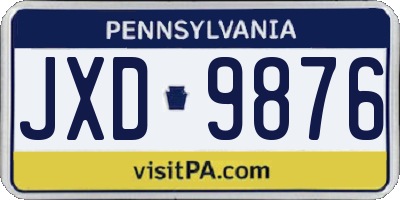 PA license plate JXD9876