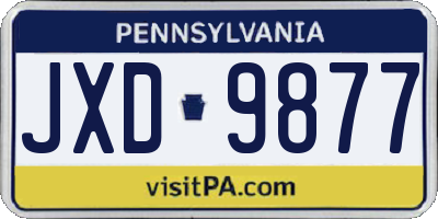 PA license plate JXD9877
