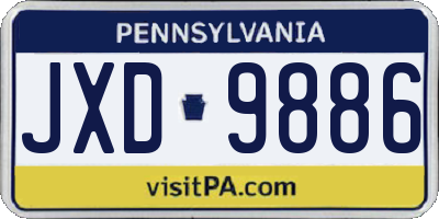 PA license plate JXD9886