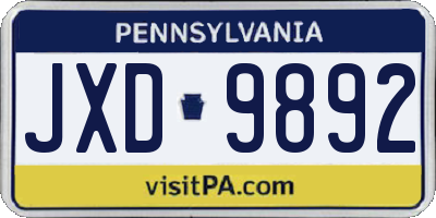 PA license plate JXD9892