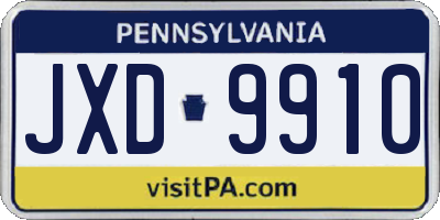 PA license plate JXD9910