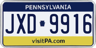 PA license plate JXD9916