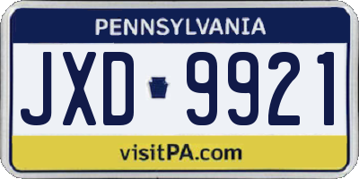 PA license plate JXD9921