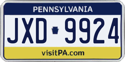 PA license plate JXD9924