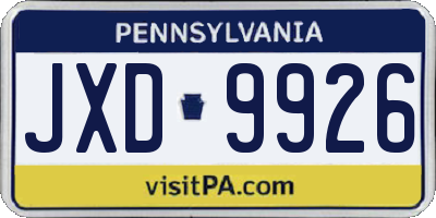 PA license plate JXD9926