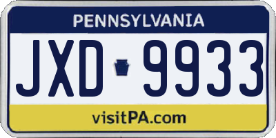 PA license plate JXD9933
