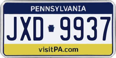 PA license plate JXD9937