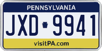 PA license plate JXD9941