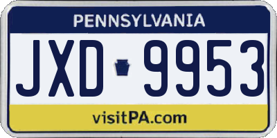 PA license plate JXD9953