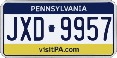 PA license plate JXD9957