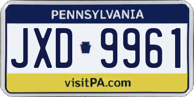 PA license plate JXD9961