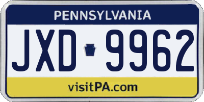 PA license plate JXD9962