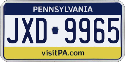 PA license plate JXD9965