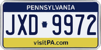PA license plate JXD9972