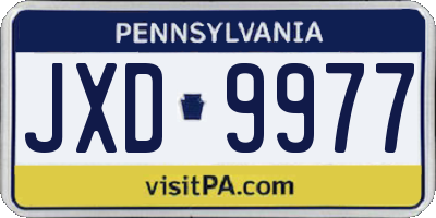 PA license plate JXD9977
