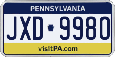 PA license plate JXD9980