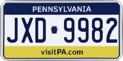 PA license plate JXD9982