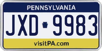 PA license plate JXD9983