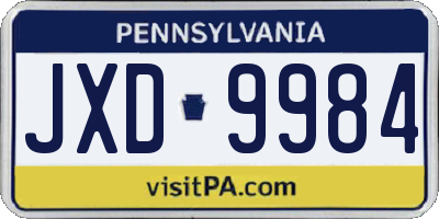 PA license plate JXD9984