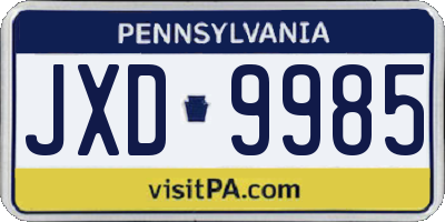 PA license plate JXD9985