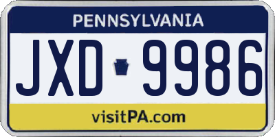 PA license plate JXD9986