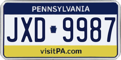 PA license plate JXD9987